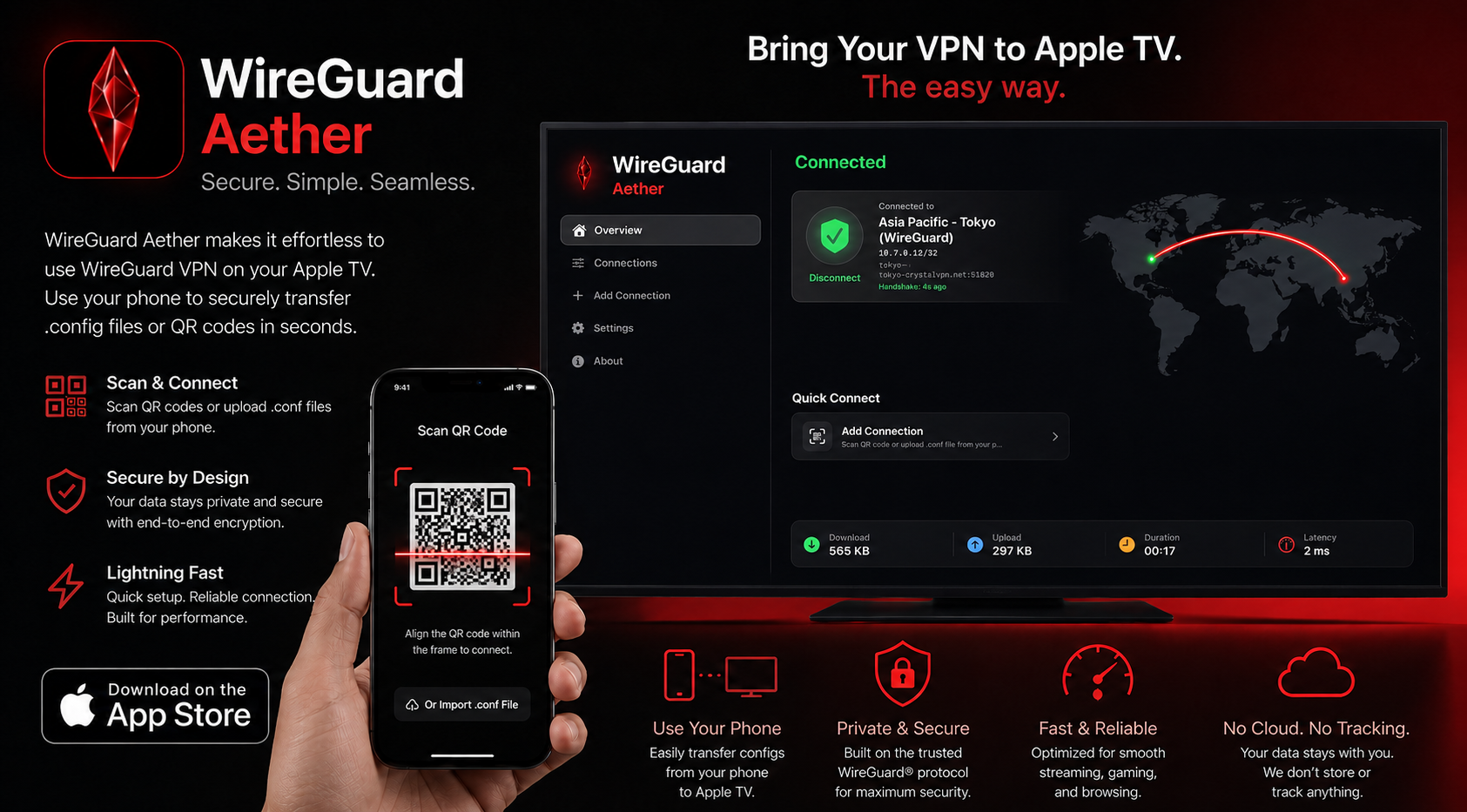 WireGuard Aether Apple TV Interface